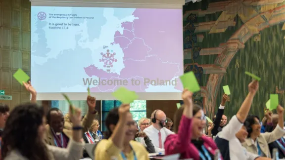 The LWF Council votes for the Thirteenth Assembly to take place in Krakow, Poland. Photo: LWF/ Albin Hillert 