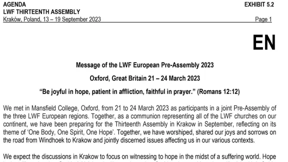 Messages of LWF Pre-Assemblies