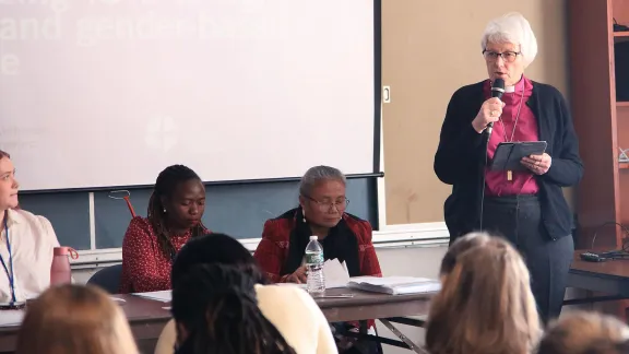 Prof. Antje Jackelén, Archbishop Emerita of the Church of Sweden, speaking at a UN event on harnessing technology to end gender-based violence. Photo: Roy Anthony Morrison