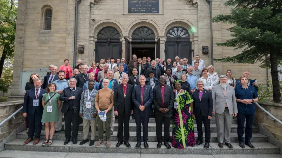 Lutherans from around the globe pose for a photo with local congregants after joining them for Sunday worship at the Parish of the Lord's Resurrection in Katowice, Poland. Photo: LWF/Albin Hillert