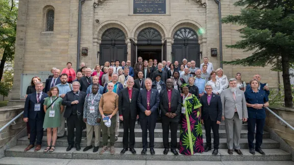 Lutherans from around the globe pose for a photo with local congregants after joining them for Sunday worship at the Parish of the Lord's Resurrection in Katowice, Poland. Photo: LWF/Albin Hillert Lutherans from around the globe pose for a photo with local congregants after joining them for Sunday worship at the Parish of the Lord's Resurrection in Katowice, Poland. Photo: LWF/Albin Hillert